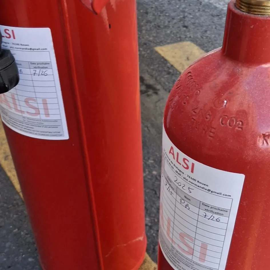 Extincteurs vérifiés et étiquetés par ALSI Protection Incendie, entreprise de sécurité incendie à Rouen